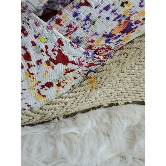 TOMS Woman's Espadrille Shoe Wedge Heel Peep Toe Floral Print Canvas Sz 9.5 NWOB - Picture 7 of 7